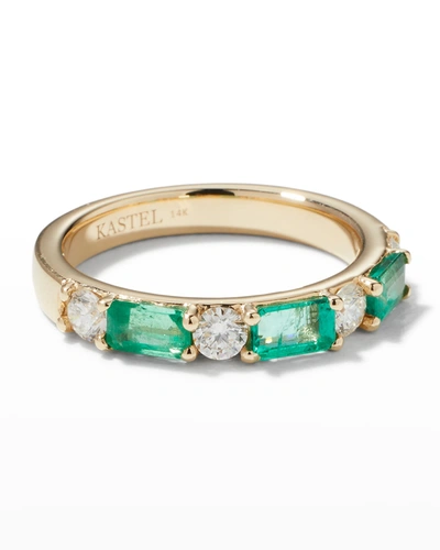 Kastel Jewelry 14k Emerald And Diamond Band Ring