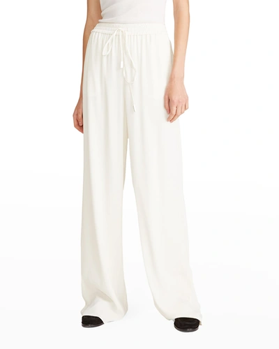Halston Fawn Crepeon Wide-leg Pants In Chalk