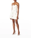 Carolina Herrera Strapless Sweetheart Embellished Silk Faille Minidress In White