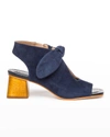 Bernardo Lizzie Suede Knot Zip Sandals In Navy