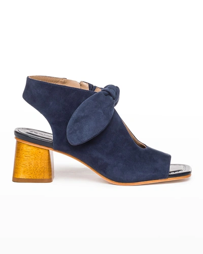 Bernardo Lizzie Suede Knot Zip Sandals In Navy