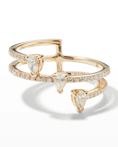 Kastel Jewelry 14k Asymmetrical 3-drop Spiral Diamond Ring