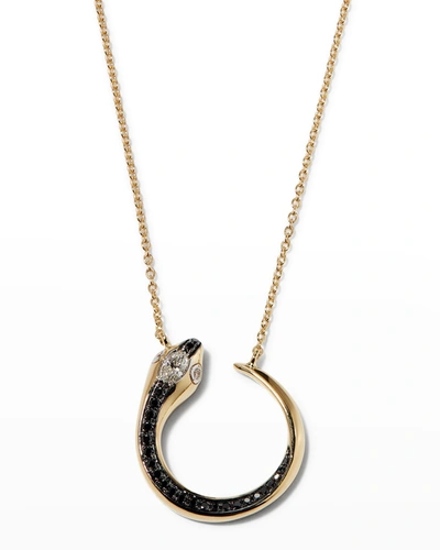 Frederic Sage 18k Yellow Gold Medium Eden Snake Black And White Diamond Necklace
