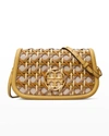 Tory Burch Miller Basketweave Leather Convertible Clutch In Cornbread