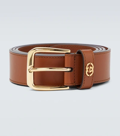 Gucci Gg-plaque Leather Belt In Cuir