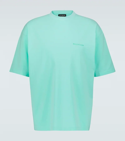 Balenciaga Medium-fit Short-sleeved T-shirt In Mint/mint