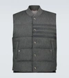 Thom Browne 4-bar Down-filled Flannel Gilet In Med Grey