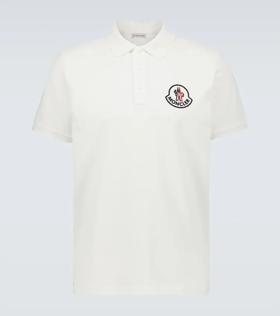 Moncler 大logo贴片棉质珠地网眼polo衫 In White