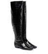 Totême Crocodile-effect Leather Over-the-knee Boots In Black Croco