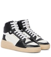 SAINT LAURENT SL24 HIGH-TOP LEATHER AND MESH trainers,P00623233