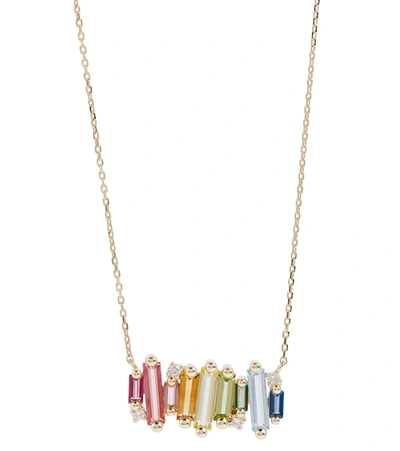 Suzanne Kalan 14kt Gold Necklace With Diamonds And Gemstones In Rainbow