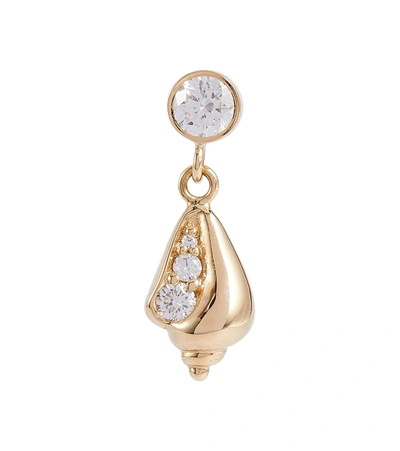 Sophie Bille Brahe Conque De Diamant 18kt Gold Single Earring With Diamond In Diamond/gold