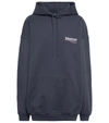 Balenciaga Campaign Logo Oversize Cotton Hoodie In Dark Grey/white