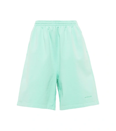 Balenciaga Logo Cotton Shorts In Green