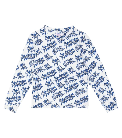 Erl Kids' Logo Print Long-sleeve T-shirt In Blue / White