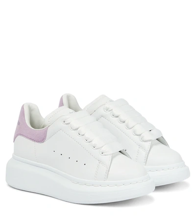 Alexander Mcqueen Kids' White Leather Sneakers In Bianco