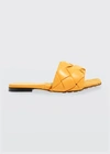 Bottega Veneta Lido Intrecciato Flat Sandals In Tangerine
