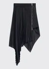 Givenchy Mixed-media Pleated Handkerchief Skirt In Black