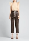 Simkhai Corina Ruffle Short Sleeve Blouse In Sand