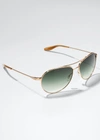 Barton Perreira Lovitt Metal Aviator Sunglasses In Gold