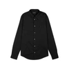 Emporio Armani Stretch Nylon-blend Shirt With Embroidered Eagle In Black