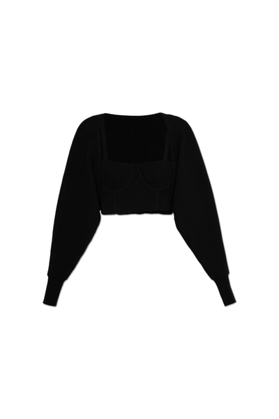 Viola Recycled Rib Shawl Cardigan With Bustier Top Viola Eco-cardigan Top In Black