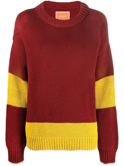 La Doublej Boy Two-tone Oversized Wool Sweater In Red