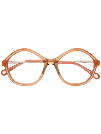 Chloé Oversized-frame Two-tone Glasses In 橘色
