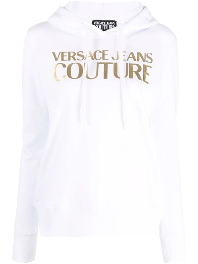 Versace Jeans Couture Thick Lamina Logo Print Hoodie In Weiss