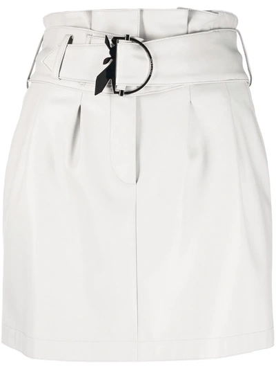 Patrizia Pepe Essential Belted Mini Skirt In Grey