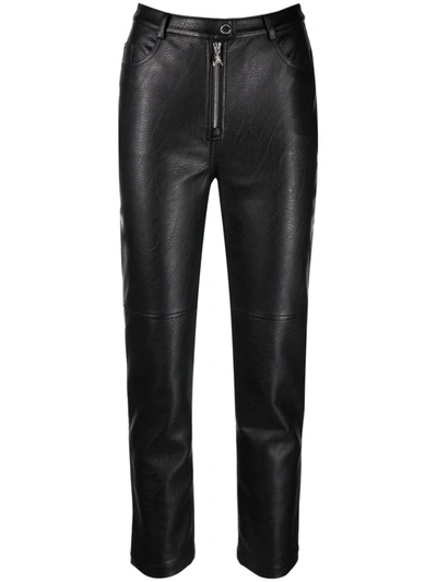 Patrizia Pepe Skinny Cropped Faux-leather Trousers In Black