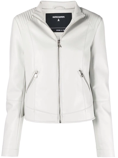 Patrizia Pepe Faux-leather Biker Jacket In Grey