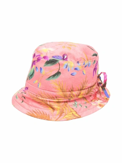 Zimmermann Reversible Floral-print Bucket Hat In 粉色