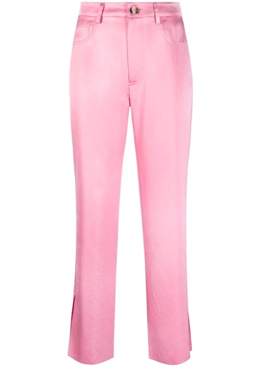 Nanushka Vaeda Cropped Satin Flared Pants In Pink