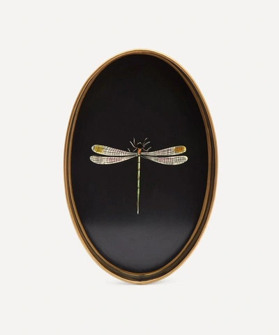 Les Ottomans Flora Hand-painted Iron Tray In Black