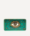 Les Ottomans Eye Hand-painted Iron Tray In Green