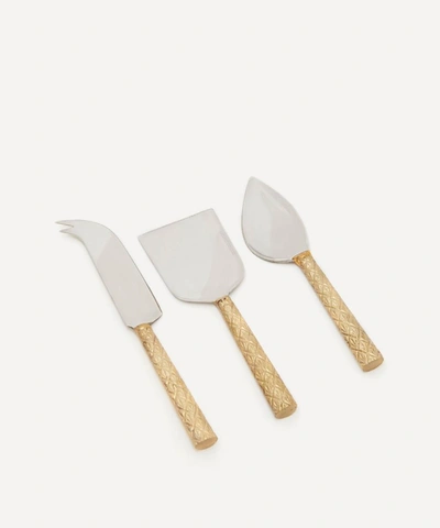 Doing Goods Chameli Cheese Knives Set Of Three In Brass
