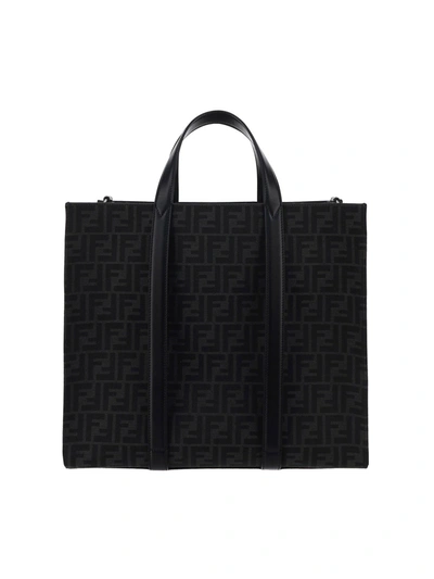 Fendi Ff Motif Jacquard Tote Bag In Black