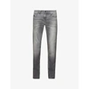 7 For All Mankind Slimmy Luxe Performance Slim-fit Tapered-leg Stretch Cotton-blend Jeans In Grey