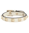 Valentino Garavani Rockstud Calfskin Double-strap Bracelet Woman Light Ivory Uni In 白色
