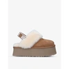 Ugg Sabot Platform In Suede And Shearling In Brown