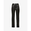 GOOD AMERICAN GOOD AMERICAN WOMEN'S BLACK001 GOOD 90S ICON STRAIGHT-LEG HIGH-RISE FAUX LEATHER JEANS,51034086