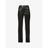 Good American Good 90s Icon Straight-leg High-rise Faux Leather Jeans In Black001