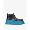 Bottega Veneta Tire Leather Chelsea Boots In Blk/blue