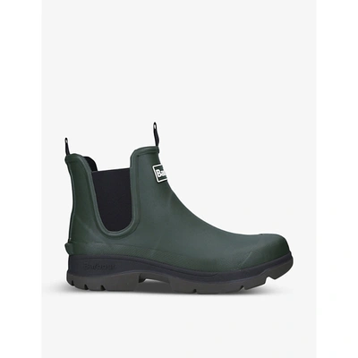 BARBOUR MENS NIMBUS LOGO-BRANDED RUBBER ANKLE BOOTS MID GREEN EUR 44 / 10 UK,47967657