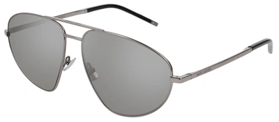 Saint Laurent Sl211 Dk Ruth Silv 003 Aviator Sunglasses In Silver