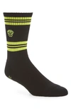 Alexander Mcqueen Black & Green Stripe Skull Socks In Black/lime