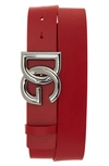 Dolce & Gabbana 40cm Gunmetal Buckle Leather Belt In Red