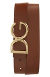 Dolce & Gabbana Dg Logo Buckle Leather Belt In Cuoio/ Oro Vintage
