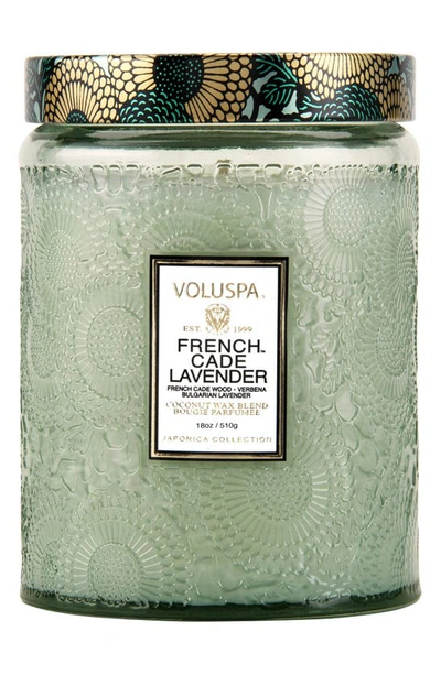 Voluspa French Cade & Lavender Glass Jar Candle 18 oz/ 510 G In French Cade Lavender